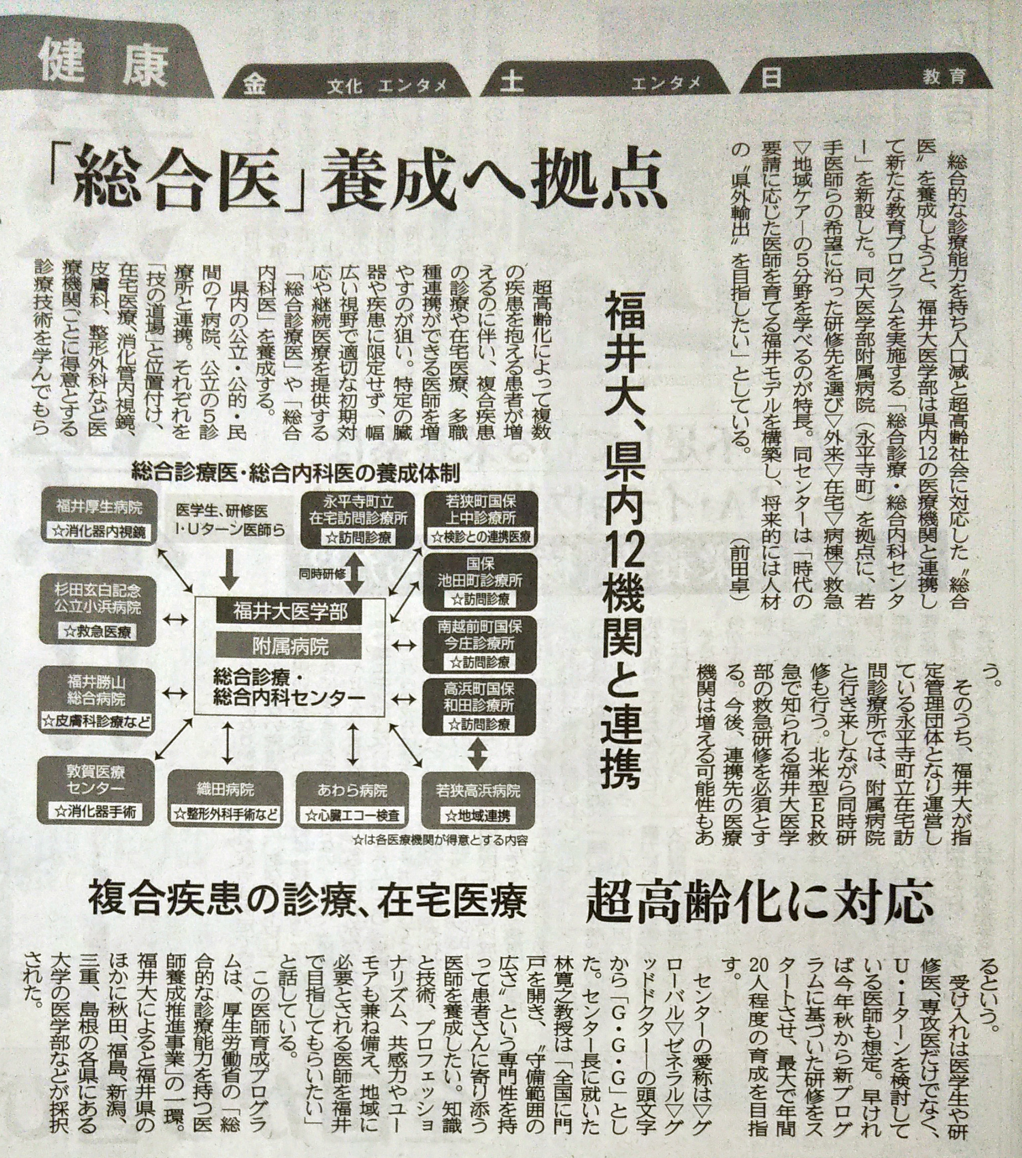GGGセンターが福井新聞に紹介されました！